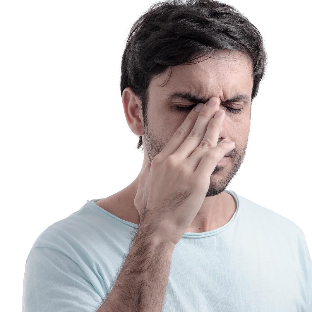man headache man with sinusitis headache
